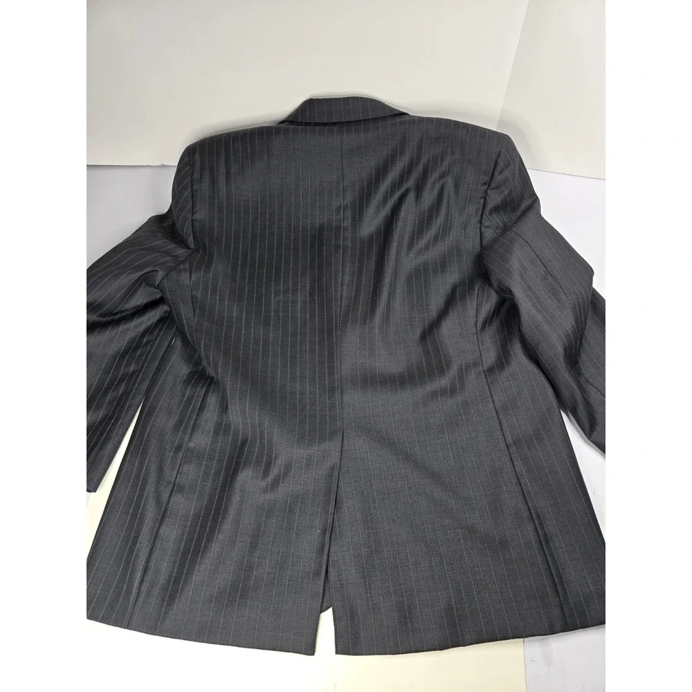 Lauren Ralph Lauren Mens Classic Fit Wool Sport Coat Blazer Black 44R Pin Stripe